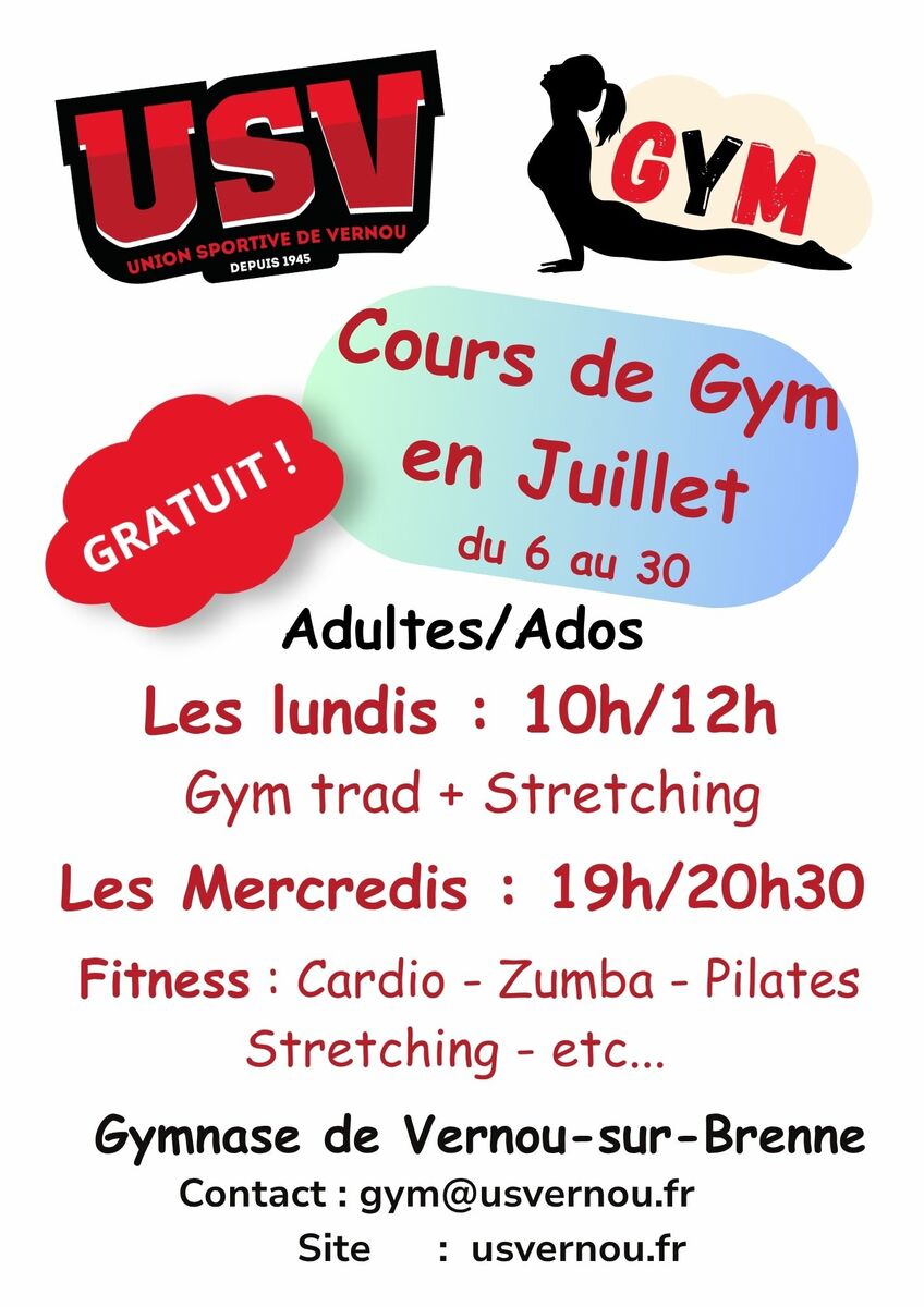 Cours de Gym gratuits en Juillet